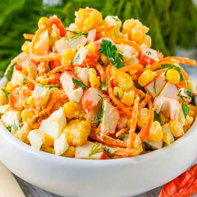 Салат с крабовыми палочками и морковью по-корейски