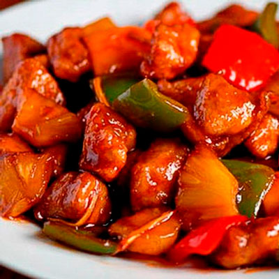 Свинина с припущенными овощами